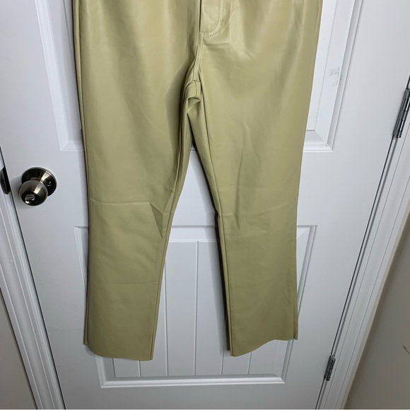 We Wore What‎ revolve faux leather green oat kick flare pants size 27 minimalist - Picture 4 of 11